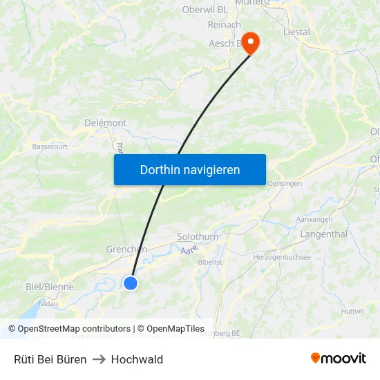 Rüti Bei Büren to Hochwald map