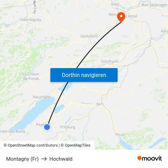 Montagny (Fr) to Hochwald map
