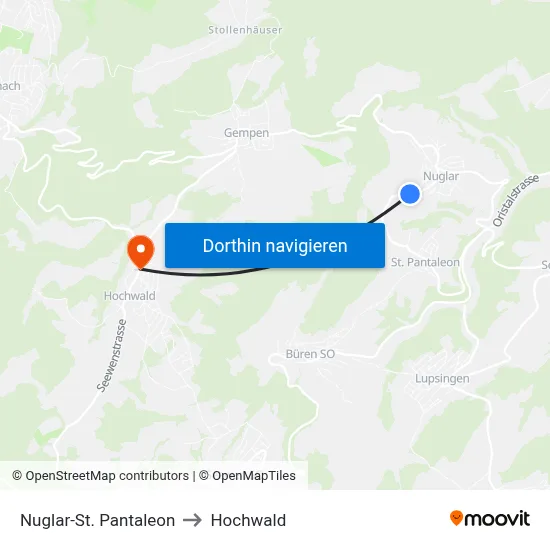Nuglar-St. Pantaleon to Hochwald map