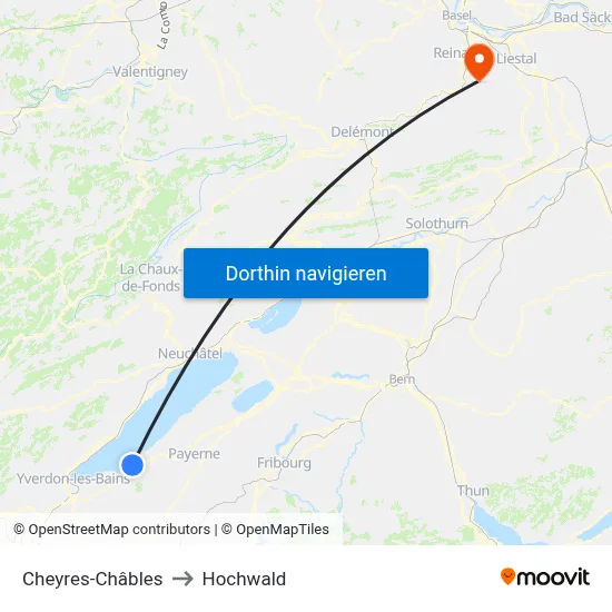 Cheyres-Châbles to Hochwald map