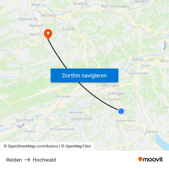 Reiden to Hochwald map