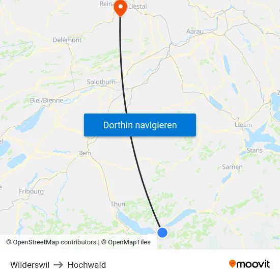 Wilderswil to Hochwald map