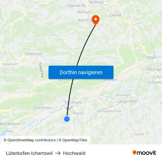 Lüterkofen-Ichertswil to Hochwald map