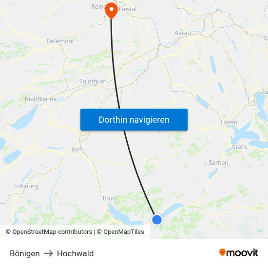 Bönigen to Hochwald map