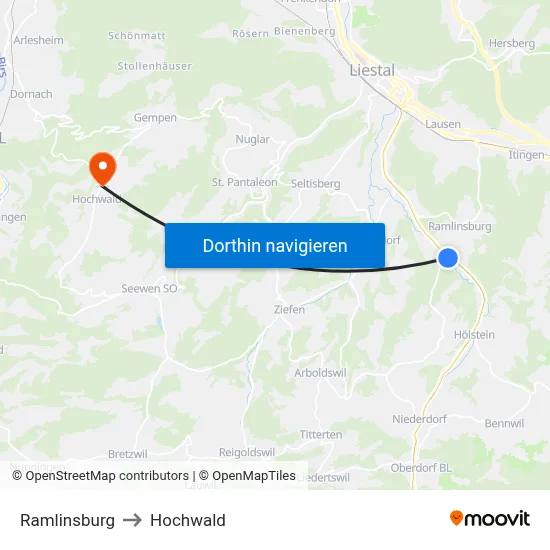 Ramlinsburg to Hochwald map