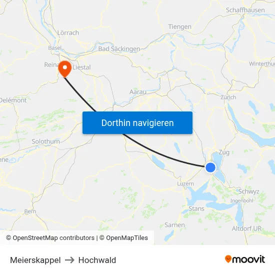 Meierskappel to Hochwald map