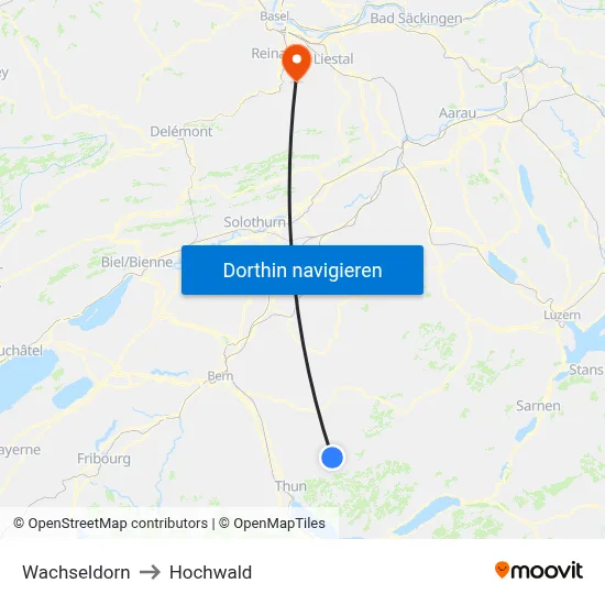 Wachseldorn to Hochwald map