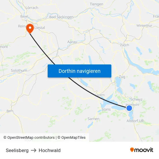 Seelisberg to Hochwald map