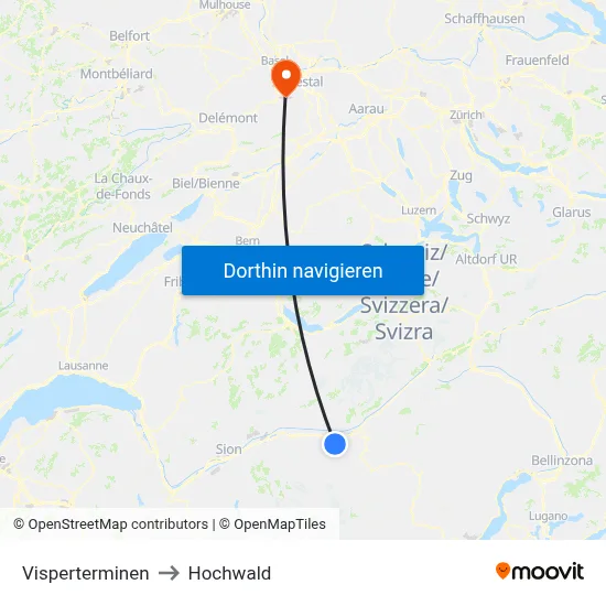 Visperterminen to Hochwald map
