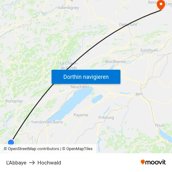 L'Abbaye to Hochwald map