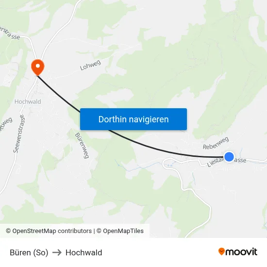 Büren (So) to Hochwald map