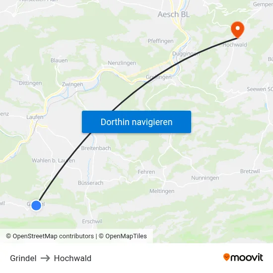 Grindel to Hochwald map
