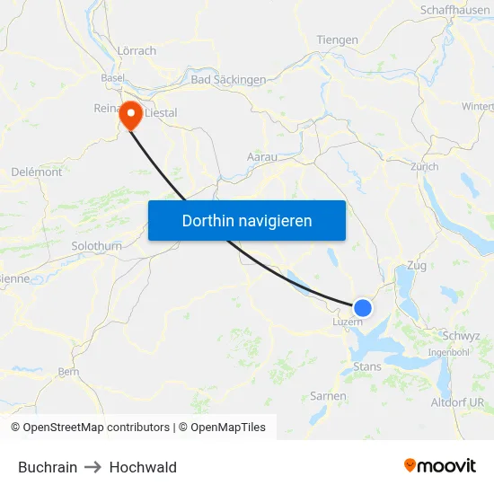 Buchrain to Hochwald map