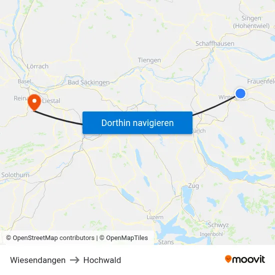 Wiesendangen to Hochwald map