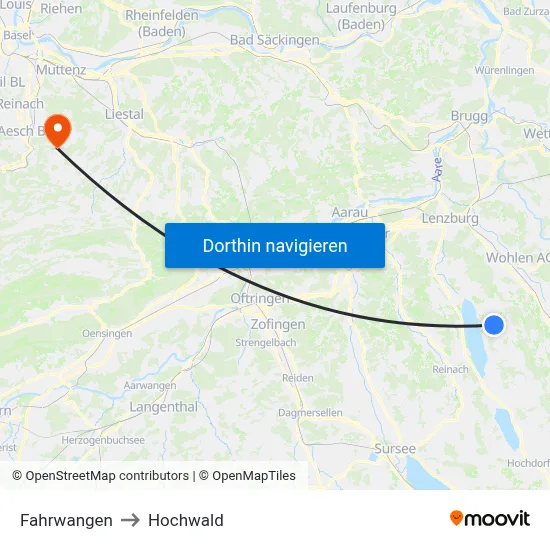 Fahrwangen to Hochwald map