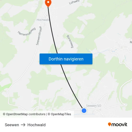 Seewen to Hochwald map