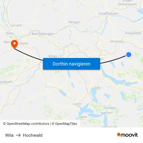 Wila to Hochwald map