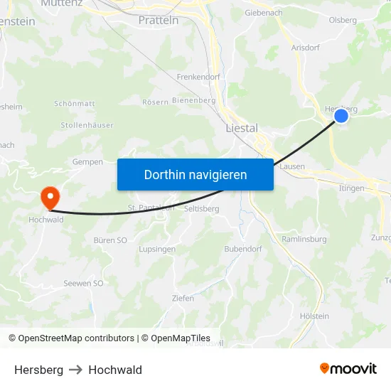 Hersberg to Hochwald map