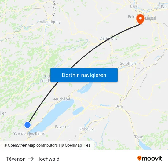 Tévenon to Hochwald map