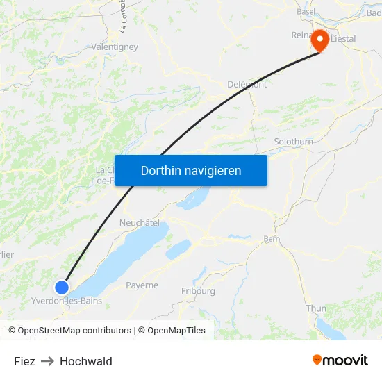 Fiez to Hochwald map