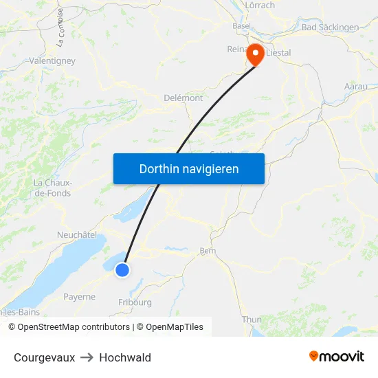 Courgevaux to Hochwald map