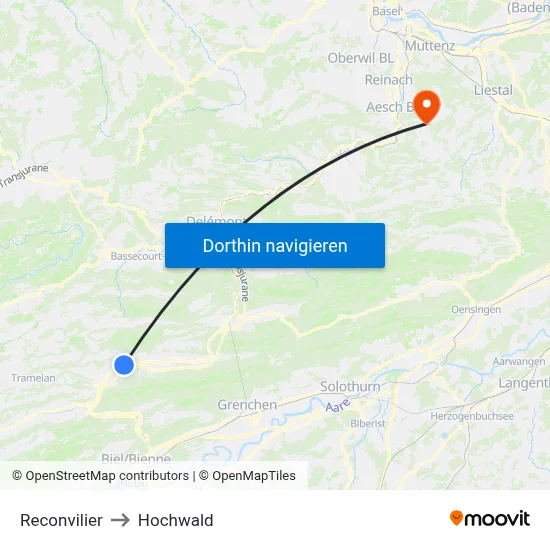 Reconvilier to Hochwald map