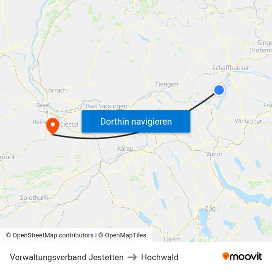 Verwaltungsverband Jestetten to Hochwald map