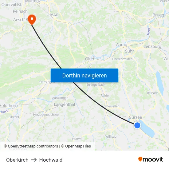 Oberkirch to Hochwald map