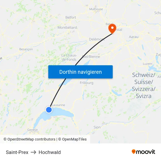 Saint-Prex to Hochwald map