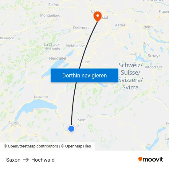 Saxon to Hochwald map
