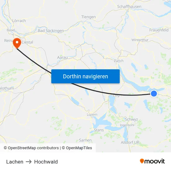 Lachen to Hochwald map