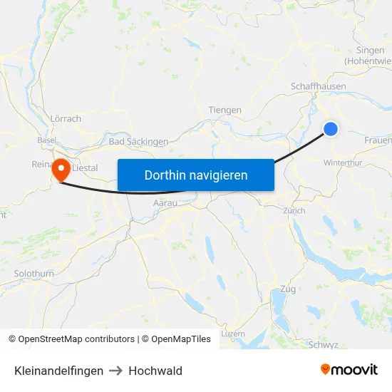 Kleinandelfingen to Hochwald map