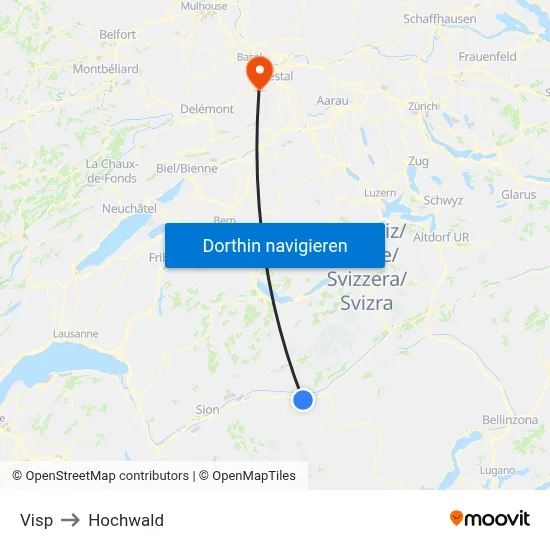 Visp to Hochwald map