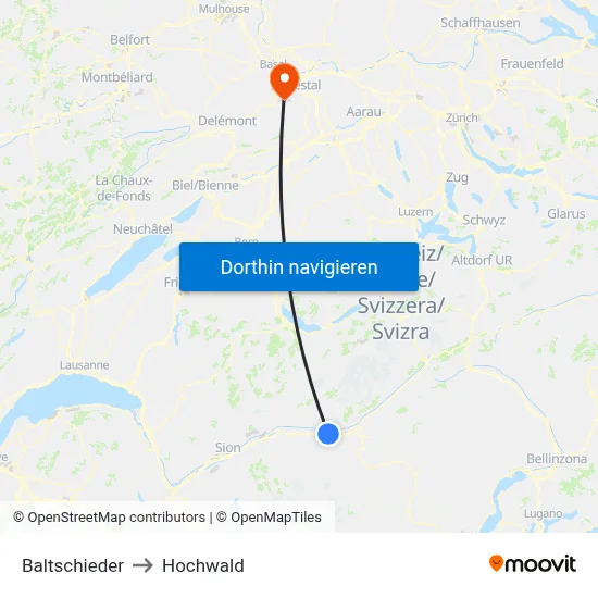 Baltschieder to Hochwald map