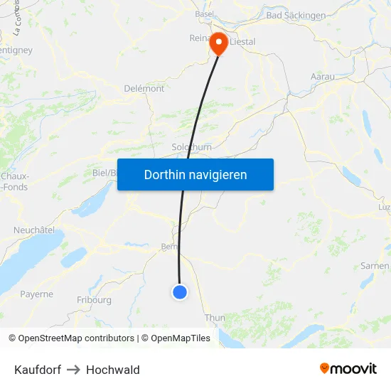 Kaufdorf to Hochwald map