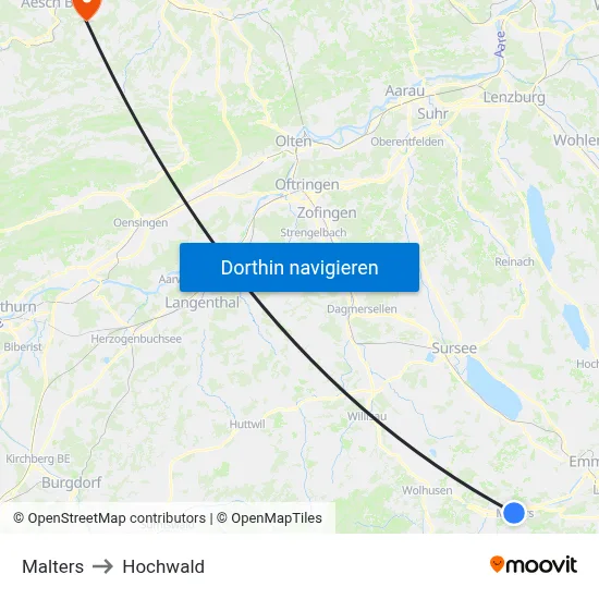 Malters to Hochwald map