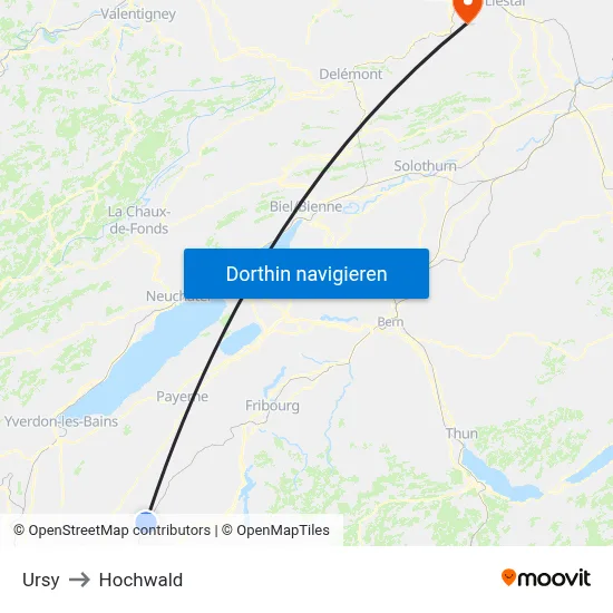 Ursy to Hochwald map