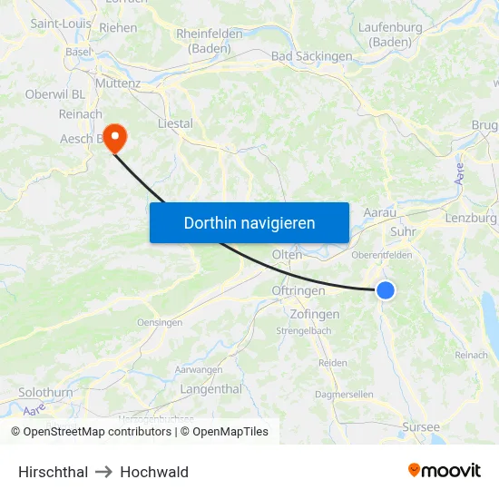 Hirschthal to Hochwald map