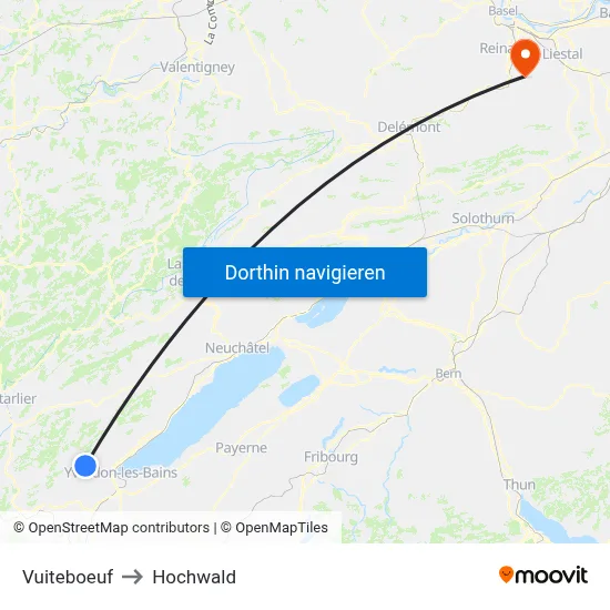 Vuiteboeuf to Hochwald map