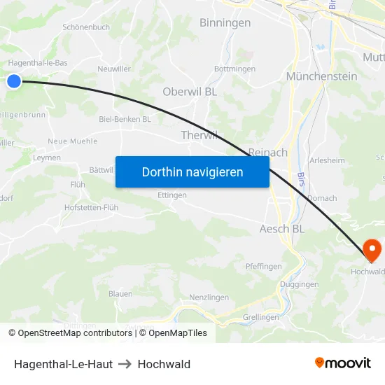 Hagenthal-Le-Haut to Hochwald map