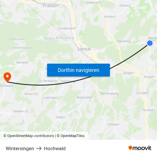 Wintersingen to Hochwald map