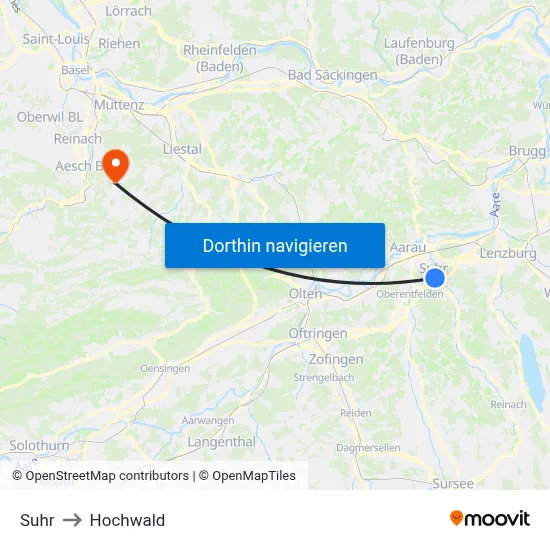 Suhr to Hochwald map