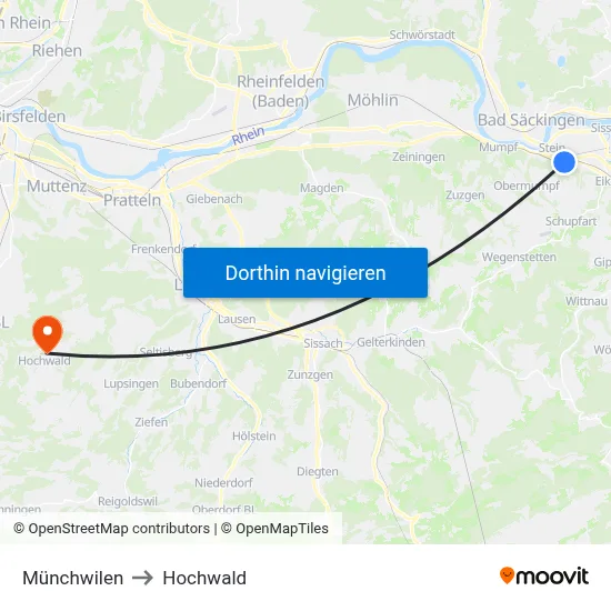 Münchwilen to Hochwald map