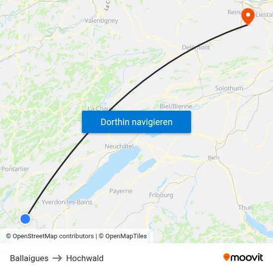 Ballaigues to Hochwald map