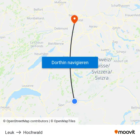 Leuk to Hochwald map