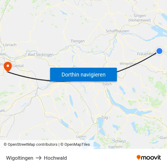 Wigoltingen to Hochwald map