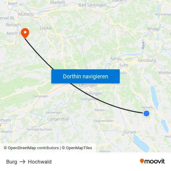 Burg to Hochwald map
