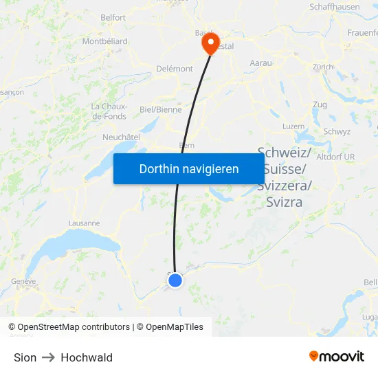 Sion to Hochwald map