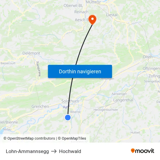 Lohn-Ammannsegg to Hochwald map