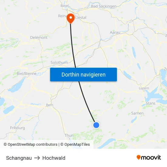 Schangnau to Hochwald map